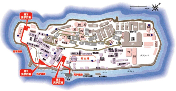 軍艦島 上陸コースマップ